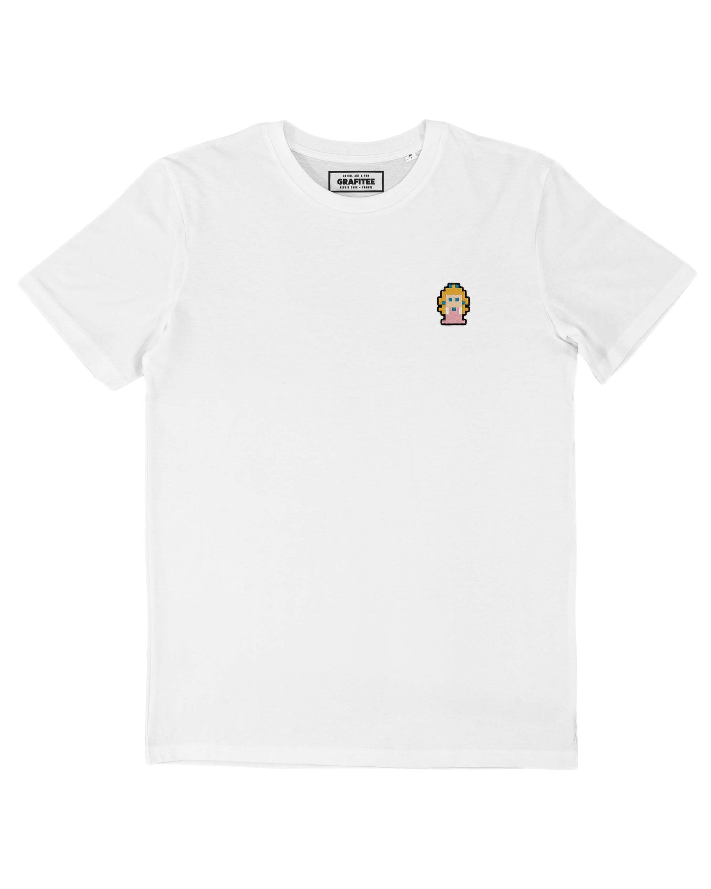T-shirt bianca ricamata Princess Peach in cotone biologico