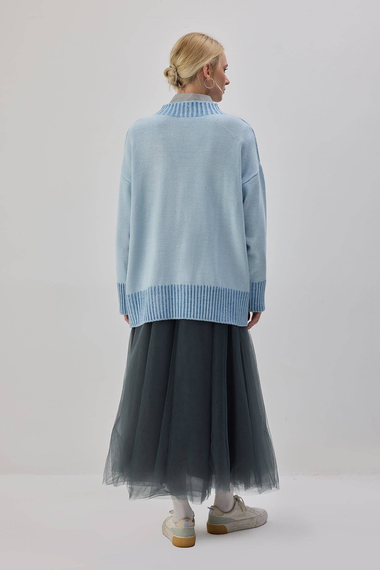 Maglione lungo a coste