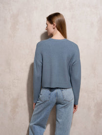Cardigan corto in maglia con scollo a V e tasche
