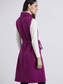 Gilet lungo con cintura viola