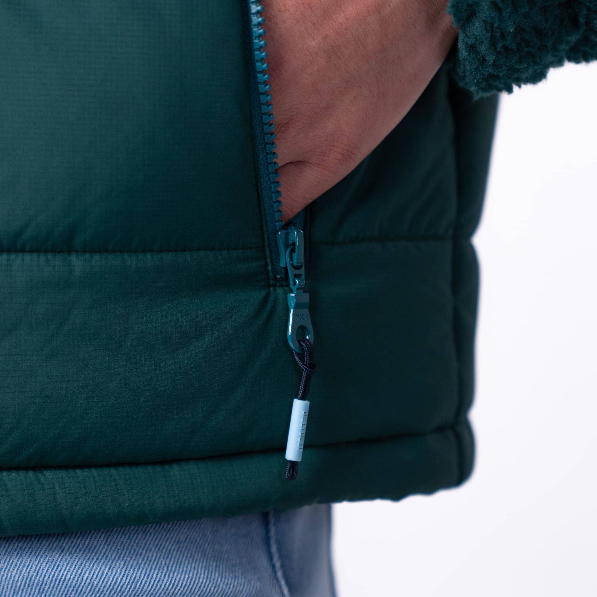 Giacca sherpa imbottita bicolore verde