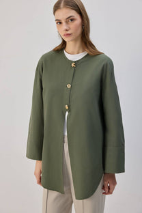 Camicia in popeline con bottoni dorati