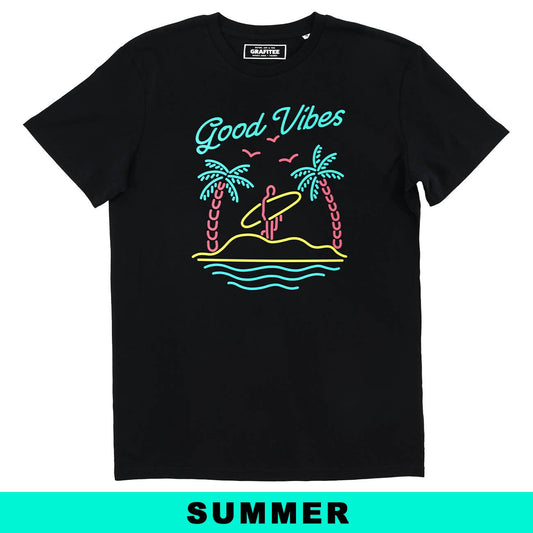 T-shirt Good Vibes Surf estiva in cotone biologico