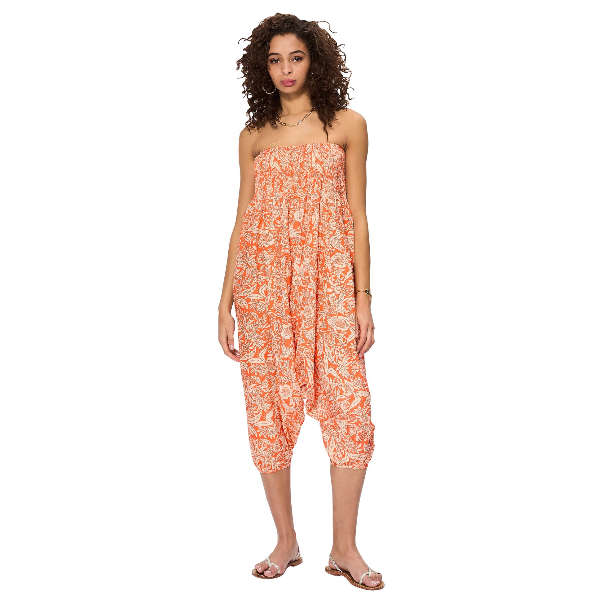 Pantaloni harem sarouel estivi 3 in 1 in cotone arancione