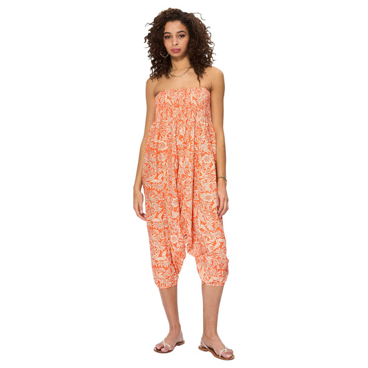 Pantaloni harem sarouel estivi 3 in 1 in cotone arancione