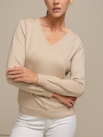 Maglione in maglia con scollo a V da donna in misto viscosa