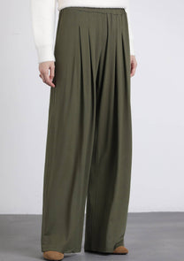 Pantaloni palazzo con pinces e vita elastica