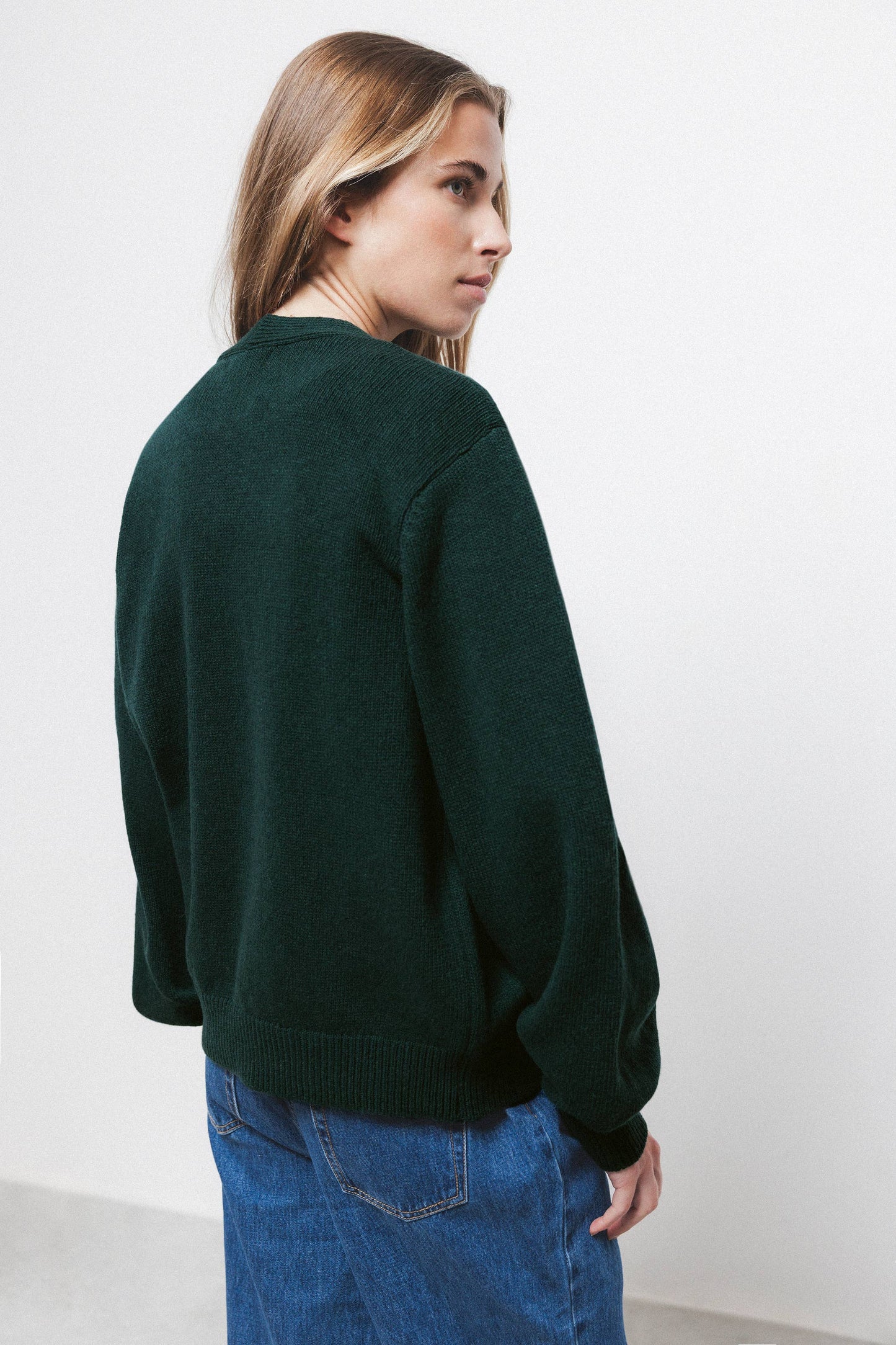Cardigan in Lana con Maniche a Palloncino