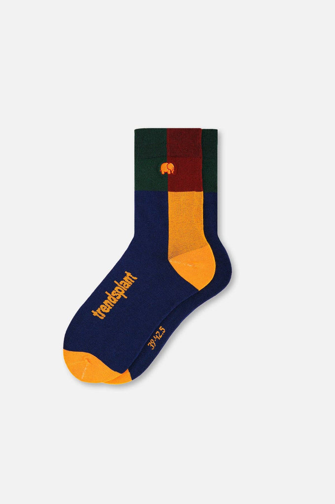 Calzini alla caviglia color block blu navy