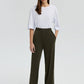 Pantaloni relaxed a vita elasticizzata color cachi