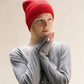 Berretto a coste rosso in misto cashmere