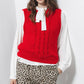 Gilet in maglia strutturata a trecce rosso