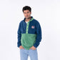 Felpa in pile bicolore blu navy e verde con bottoni