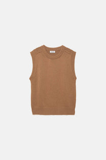 Gilet in maglia rasata con scollo tondo