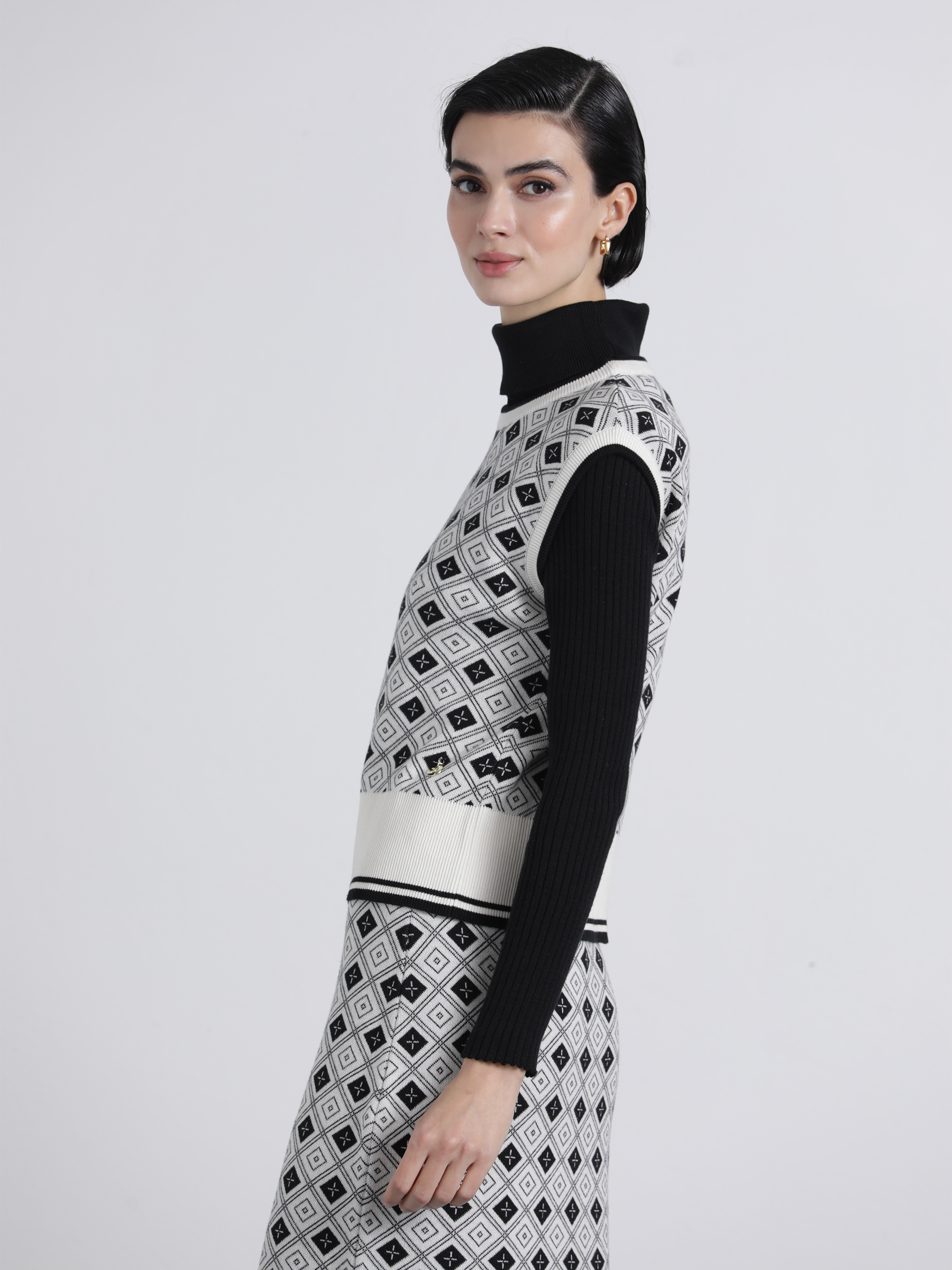 Gilet in maglia jacquard bicolore