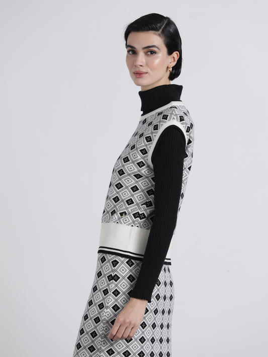 Gilet in maglia jacquard bicolore