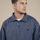 Felpa Sauce con mezza zip tinta a pigmenti blu navy sbiadito