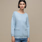 Maglione donna in maglia con tasche applicate