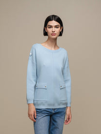 Maglione donna in maglia con tasche applicate