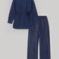 Completo camicia e pantaloni blu navy effetto stropicciato