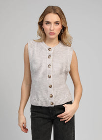 Cardigan smanicato in maglia Lejicky in lino