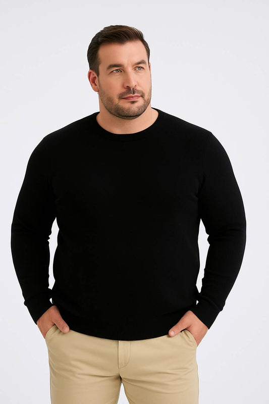 Maglione girocollo Cashmere Touch nero taglie forti