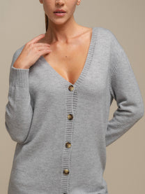Cardigan lungo in maglia da donna con scollo a V