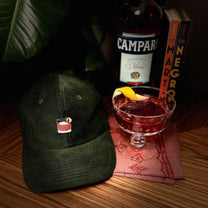 Cappello in velluto a coste con ricamo cocktail