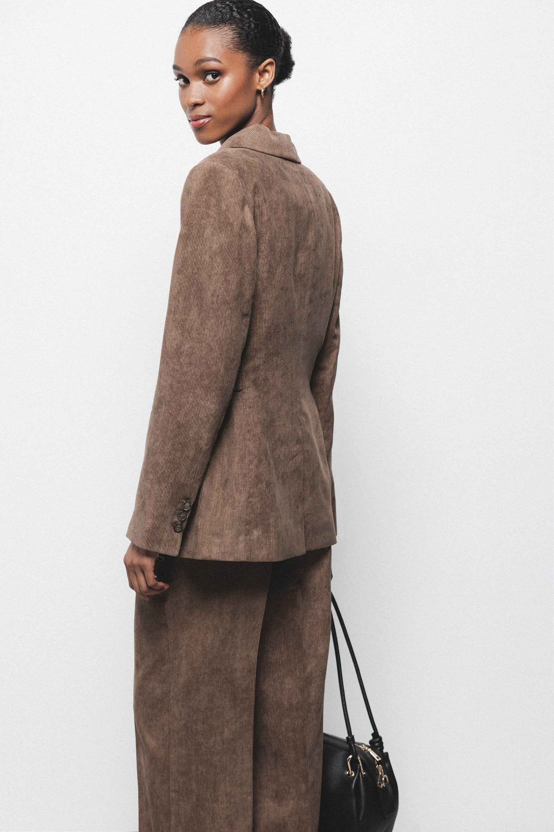 Blazer in velluto a coste con cintura