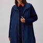 Gilet lungo con zip e cappuccio blu navy