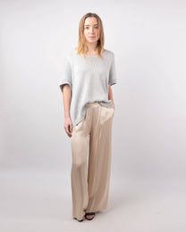 Maglione corto in maglia metallizzata con maniche corte