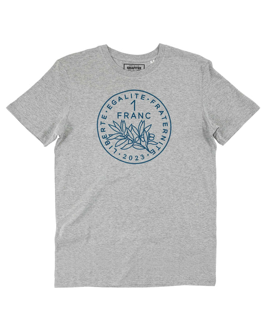 T-shirt unisex in cotone biologico grigio mélange con stampa 1 Franco