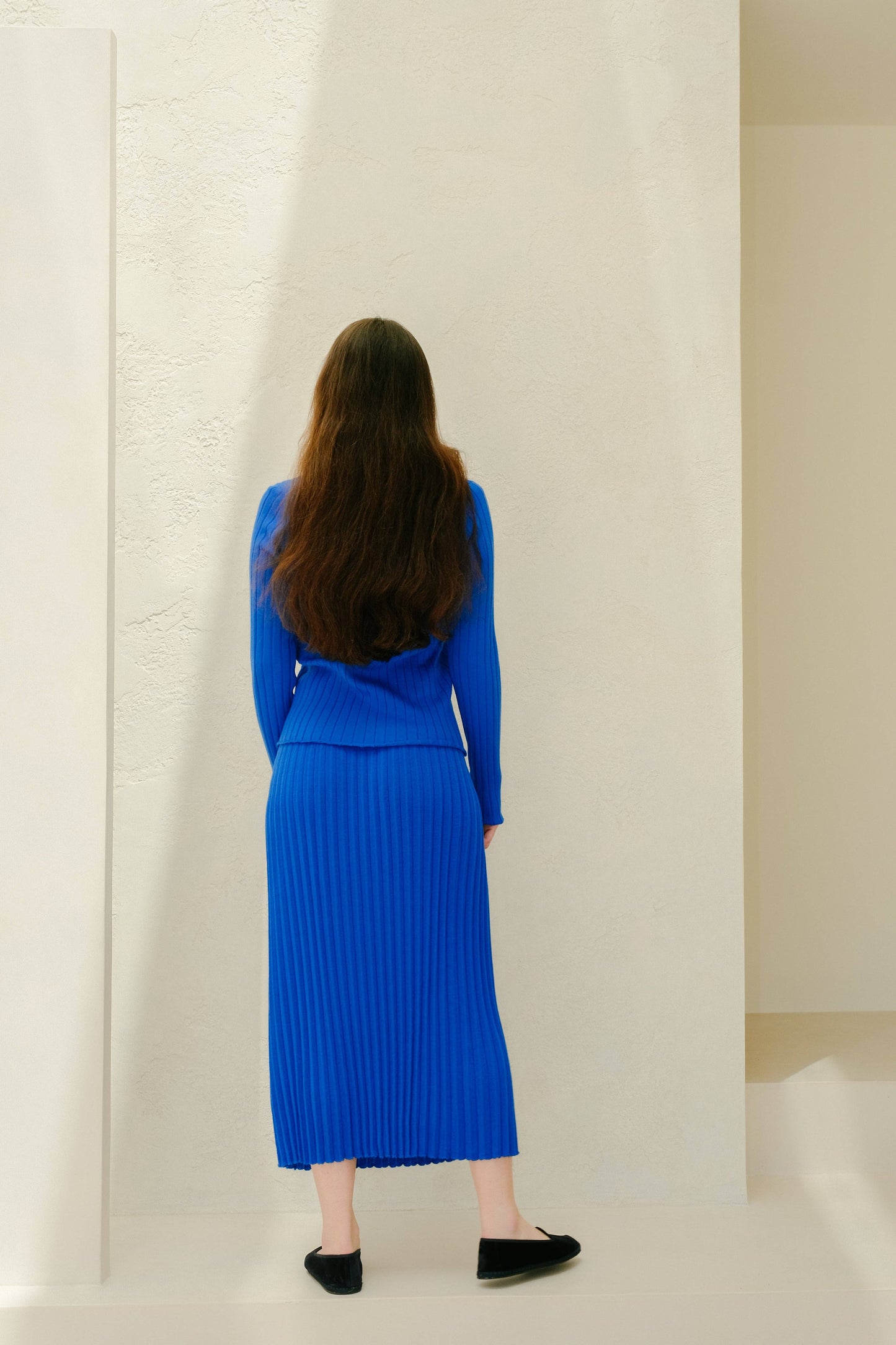 Gonna plissé in lana merino extrafine 3D knit
