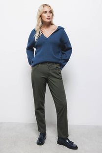 Pantaloni dritti in cotone stretch