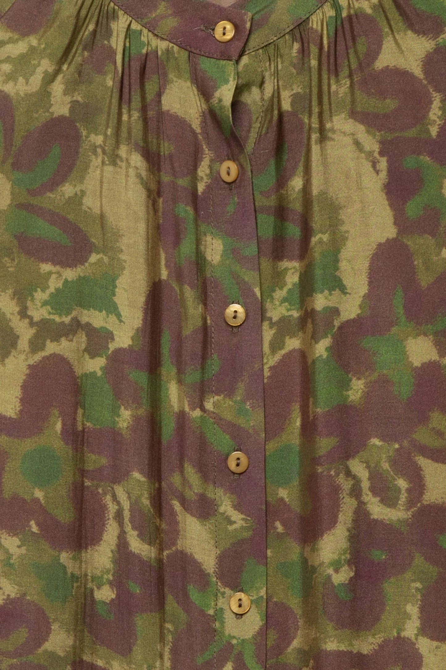 Blusa floreale con collo alla coreana