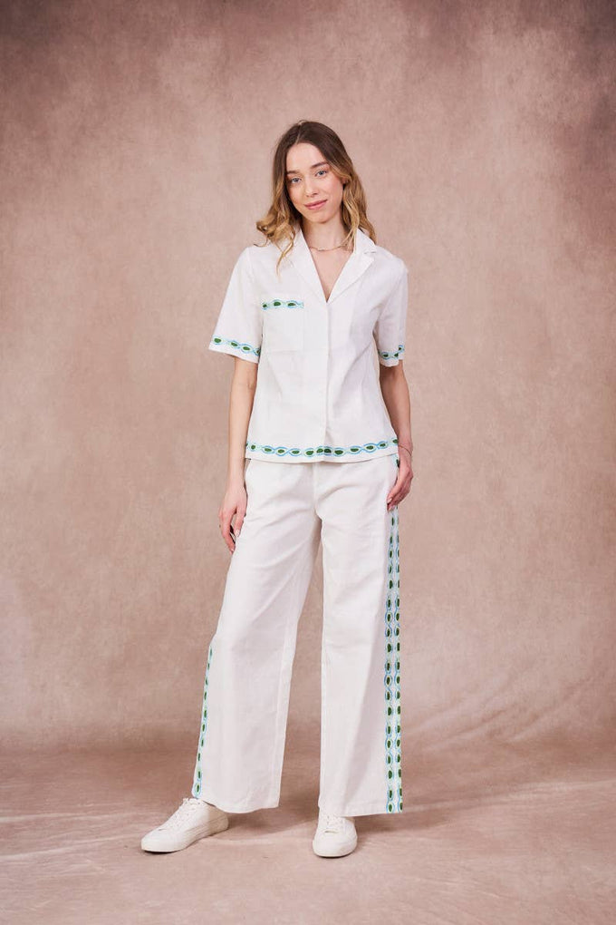 Blusa Timeon in cotone con bordi decorati