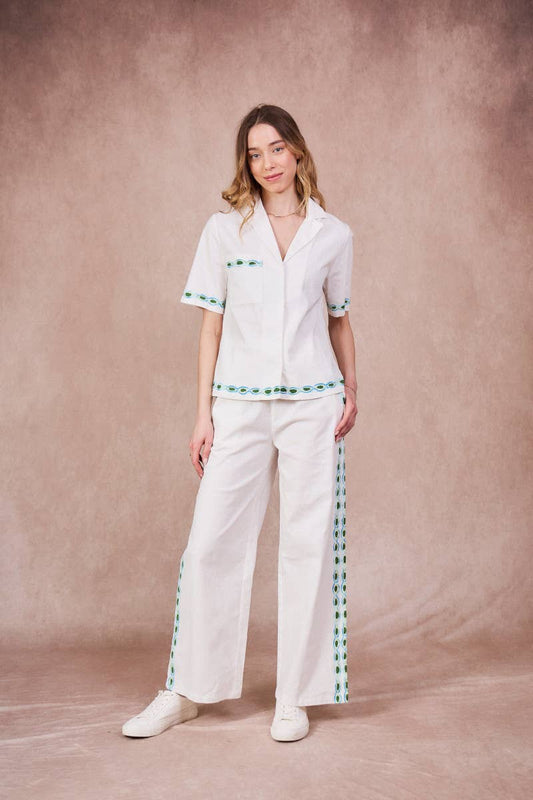 Blusa Timeon in cotone con bordi decorati