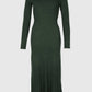 Abito midi in maglia a costine kaki