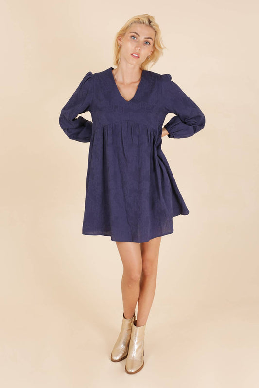 Abito corto Roni in cotone blu navy