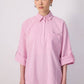Camicia popover relaxed a righe rosa con tasca