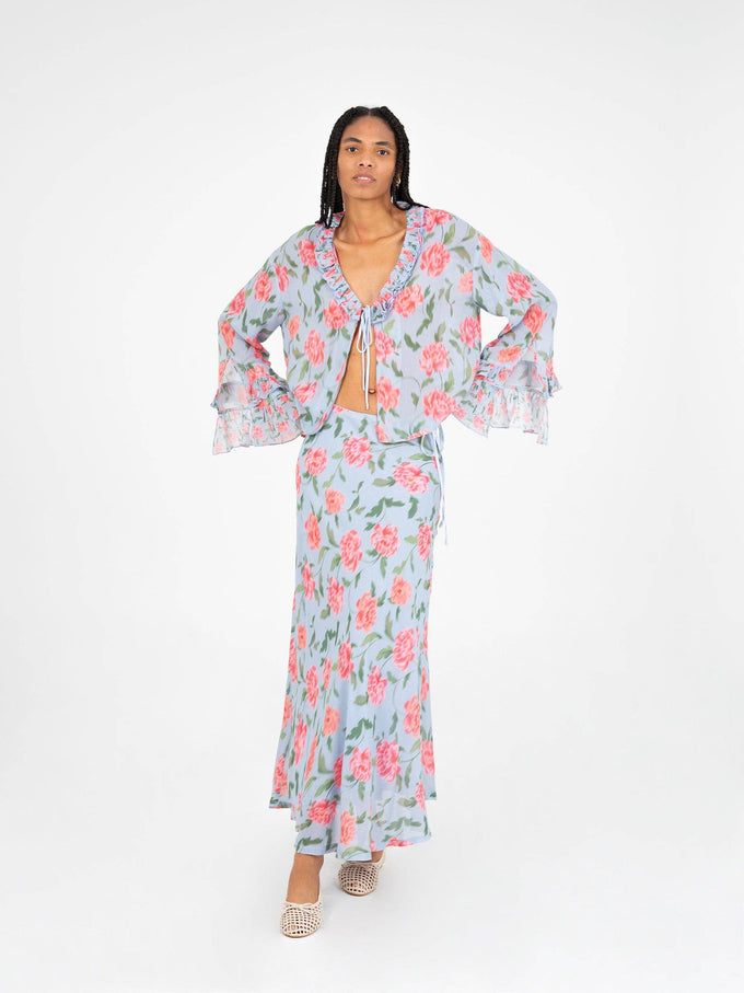 Gonna lunga in chiffon a fiori Floralis