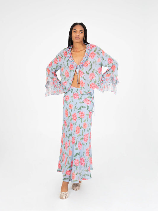 Gonna lunga in chiffon a fiori Floralis