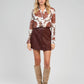 Camicia boho écru trasparente stampata