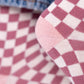 Calzini a quadri in cotone pettinato rosa pallido ed écru
