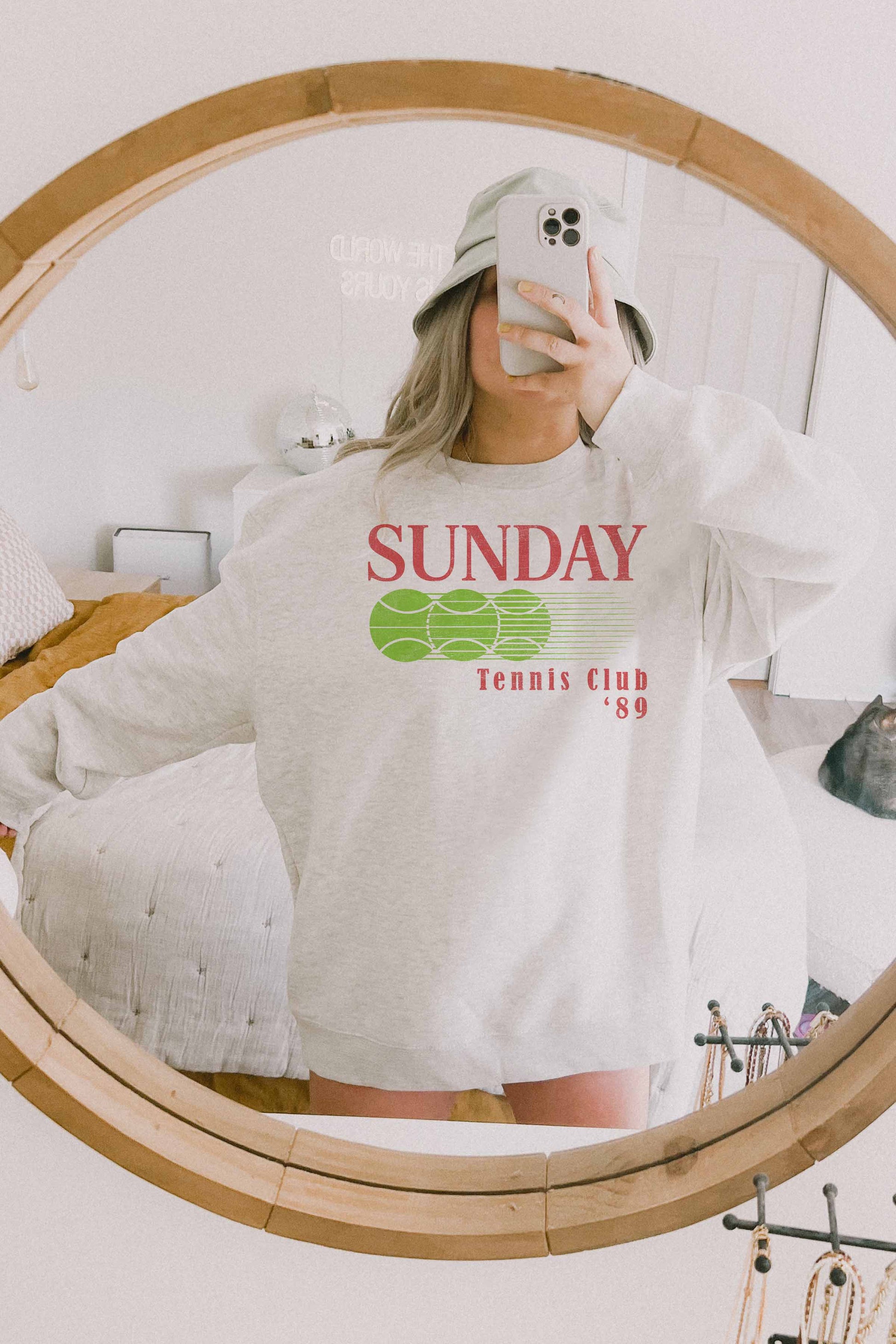 Felpa oversize grafica tennis "Sunday"
