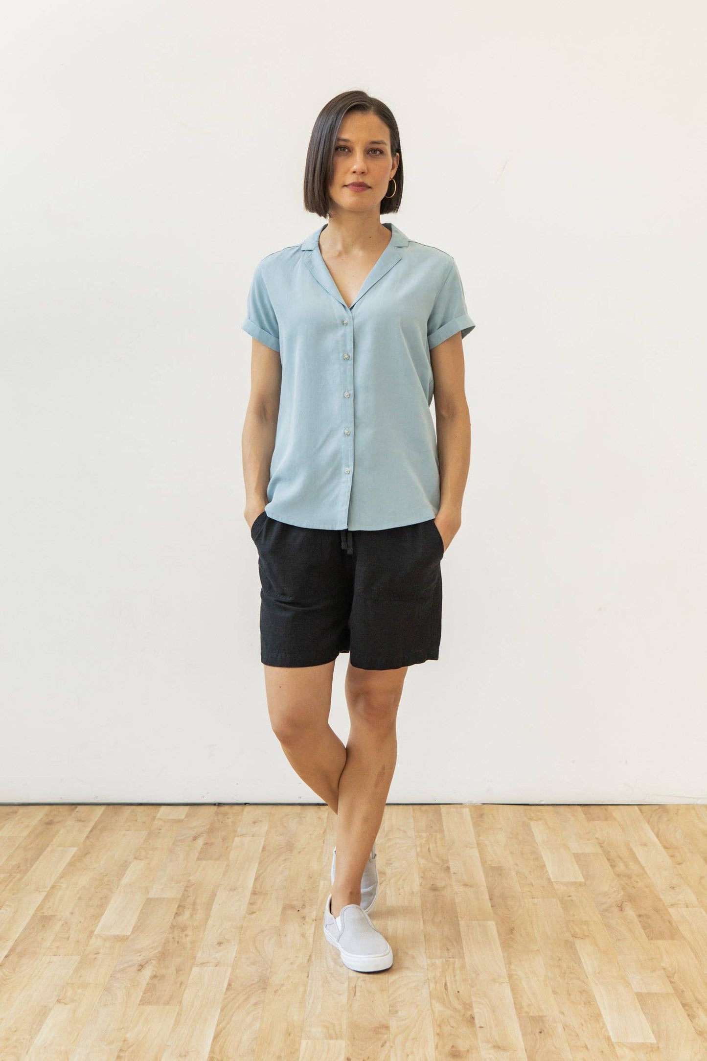 Camicia Innes a maniche corte azzurro cielo