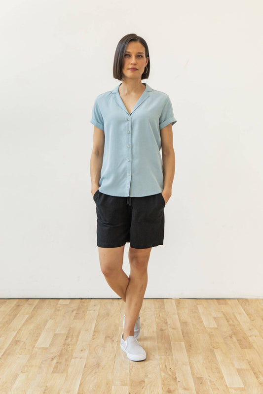 Camicia Innes a maniche corte azzurro cielo