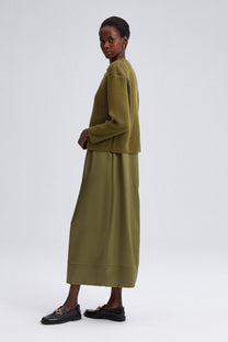 Cardigan in maglia kaki con bottoni dorati