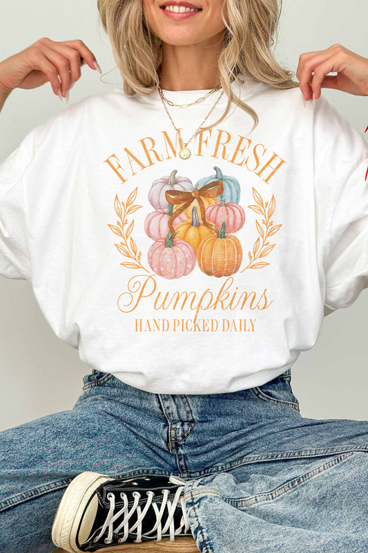 T-shirt oversize Farm Fresh Pumpkins con stampa zucche