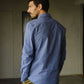 Camicia Lupo in flanella blu a righe sottili